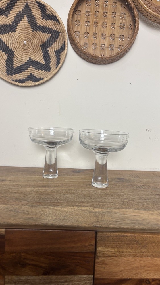 LASVIT CZECH GEORGE YABU & GLENN PUSHELBERG CLEAR “OTTO”CHAMPAGNE COUPE SET OF 2