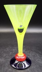 Tulip Art Glass 5 1/4″ Cordial Yellow/Red/Blue signed