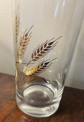 Vintage MCM Set Of 3 Homer Laughlin 22k Golden Wheat Pattern 12 oz Glasses 5.5in