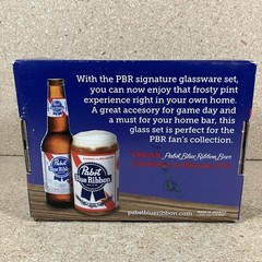 NIB Set of 2 Pabst Blue Ribbon 16oz Signature Glassware Barware Beer Can Shaped