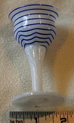 3 1/4″ Tall Kosta Boda Ulrica Hydman-Vallien White & Blue swirl Mini Goblet