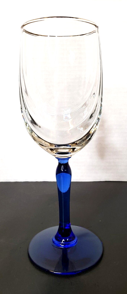 2 Crystal Blue by Libbey Water Goblets 8 1/8″