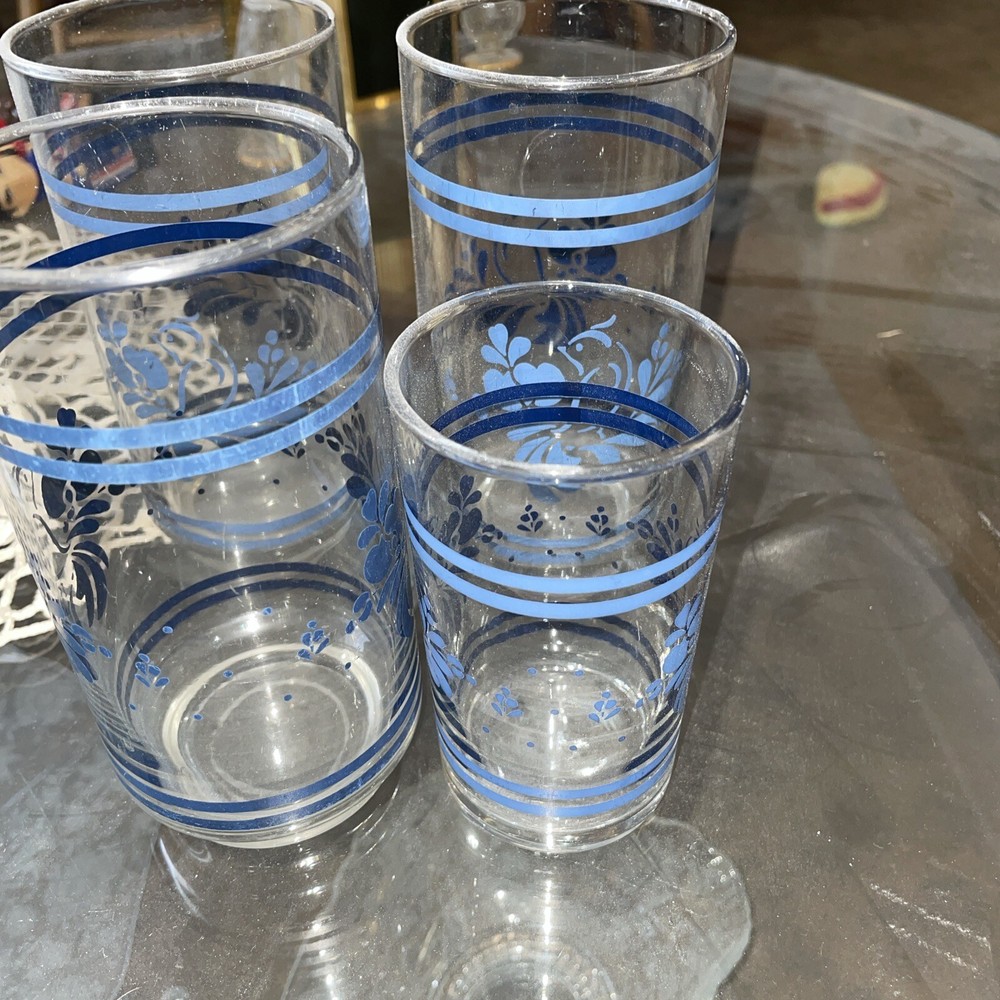 3-Pfaltzgraff «Folk Art» 14 Ounce Cooler/Tumbler 1-Juice Total Of 4 Glasses