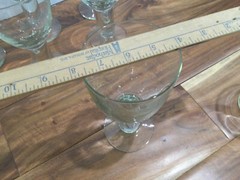 RARE Thick stem Heavy Tall tint Green Glass Glassware Set 6-Glass 7»X3.5