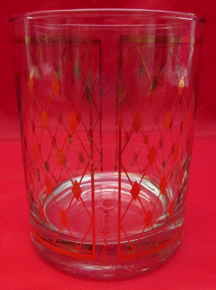 🥃 MCM George Briard Diamond Lattice Double Old Fashioned Glass ✨ 22K Gold Leaf