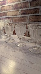 7-Piece EAPG Feather Pattern Stemware & Pedestal Compote Set