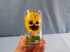 Peanut Butter Glass Tumbler – JUICE SIZED – Yellow Pansy #128