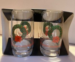 Christmas Wreath Glasses Jc Penny Seanson’s Greetings Set Of 4 NOS