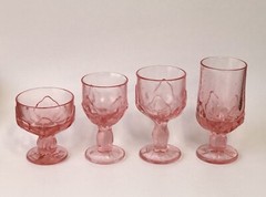 4 Vintage Tiffin Franciscan Cabaret Pink Lotus Footed Wine Water Ice Tea Sherbet