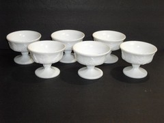 Indiana Colony Milk Glass Harvest Grape Footed Sherbet Dessert Dishes set 6 USA