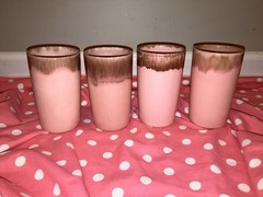 Jaska Of California pink Cascade Ware set of 4 Tumblers mid century modern retro