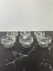 High Quality Vintage Crystal Dessert Glasses w/ Decorative Etchings Set of 6