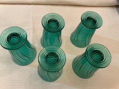 Jeannette Glass Ultramarine Swirl 4-1/2″ 9 oz Footed Tumblers Vintage Set of 5