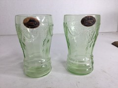 Anchor Hocking Uranium Green Depression Era Cameo Ballerina 3.75″ Juice tumblers