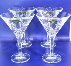 Godinger Shannon Crystal Martini Glass Palm Tree South Beach Collection Set of 4