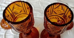 Moser Art Glass Rare Set Amber Cut Crystal Lidded Candy, Nuts, Fruits, 20’s