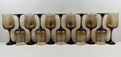 11 Libbey Connoisseur Tawny Water Goblets Set Vintage Elegant Stemware Retro Lot