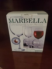 MARBELLA FINE EUROPEAN CRYSTAL STEMWARE BOHEMIA RED WINE GOBLETS SET OF (4)-NIB