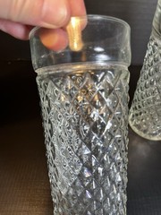 2 Anchor Hocking 6» Quilted Diamond Point 12 oz Highball glass Tumbler VTG