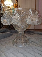Anchor Hocking Early American Prescut Star of David LG. Punch Bowl Set 22 Pc.