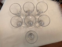 VTG Crystal Wine Glasses with Cut Sphere on Stem 8 oz. (Set of 7)
