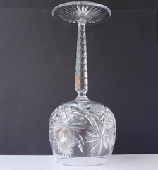 Xxl Glass Foot Cup Trophy Hand-Cut Val St. Lambert Around 1900 M923