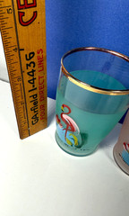 VTG. FLAMINGO PALMS FROSTED GLASSES SET 6 MIAMI BEACH FL MCM BARTLETT COLLINS
