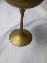 Vintage Brass Goblet Set Ornate Etched Chalice Cups Pair Decorative