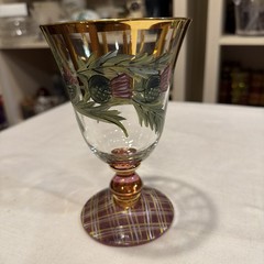 MacKenzie Childs Thistle Circus Whine Glass Or Water Goblet 6 1/2″ Tall