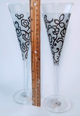 Pair Lenox HEIRESS Tall Toasting Flutes. EUC. Original Stickers. Frosted Crystal