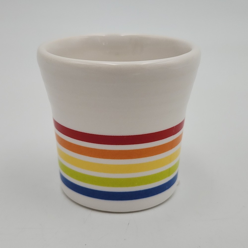 Fiesta Signature Lines Shot Glass White Fiestaware Rainbow Stripes 2oz NWT (F16)