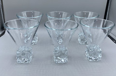 VTG Set 6 Melting Ice Cube Base Martini Glasses Barware Di Saronno Italy 4.75″H