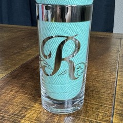 Vtg 8 Dorothy Thorpe Style Highball Glasses Initial R Monogrammed Silver Fade