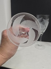Lenox «Fan Light» Crystal 7-7/8″ Frosted Fans Wine Glass Made USA Mint Set Of 3