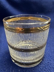 Mid Century Modern 22k Gold Crinkled Ice Whiskey Glasses Set of 4 The Bridge