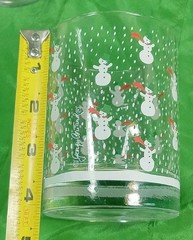 SET 3 Georges Briard Double Old Fashioned Barware Snowmen Winter Glasses EUUC