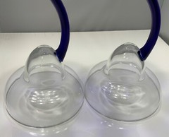 SET OF TWO COBALT BLUE LIBBY BRAVURA MARGARITA GLASSES CURVED STEM 7.25″