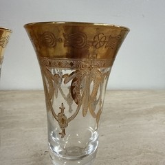 Interglass Italy Crystal Glass 24K Gold Clear Italian 7.5”Champagne Flutes~2 Pc