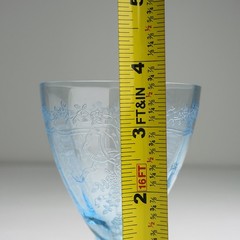 Set of 7 Fostoria June Blue 3 3/4″ Footed Cocktail Glasses #5098 Etched Glass
