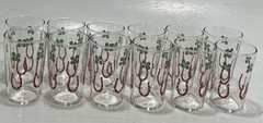 Vintage Lucky Horseshoe Shamrock Glasses Set of 12 Mid Century Barware Irish