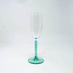 Champagne Flute Angelica Aqua Blue Twist Stem Luminarc Cristal D’Arque Duran