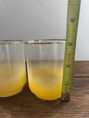 Libbey Blendo Frosted Yellow & Orange Juice Glasses Water Drinking Set MCM 3”