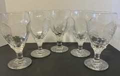 Set of 5 Libbey Chivalry Clear Glass Water Goblets Textured Panel Design 6.5”H