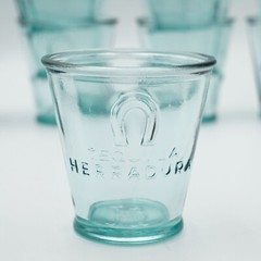 Tequila Herradura Aqua Blue Rocks Glass 1-Piece Horseshoe Barware