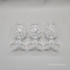 Vintage 3 Clear Manganese Glass Moon and Star Palace Wine Water Glass 5.5″