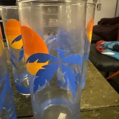 8 Panache Palm Tree Sunset Cocktail 12 Oz Highball Tom Collins Vintage Glasses