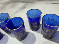 Bohemian Needle Echt Cobalt Blue 6 Juice/ Water Cups. Hard To Find.