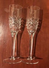 2 Block Champagne Flutes Glasses 24% Full Lead Crystal Czech Republic Hand Made