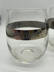 Set Of 3 VTG 1970 Dorothy Draper Style SILVER BAND Tumblers HORSE RACING JOCKEYS