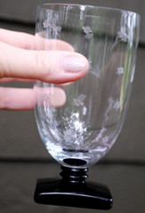 RARE Set 2 FOSTORIA MILLEFLEUR BLACK STEM/FOOT Glasses TUMBLER & JUICE Cut Flora